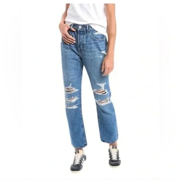 Frame Le Original. High-Rise Straight Jeans Grungy Distressed Button Fly 31W - Picture 1 of 12